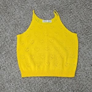 SHEIN Bright Yellow Heart Pattern Knit Top